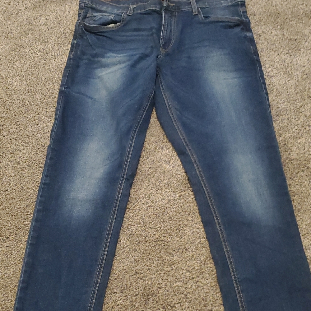 Vintage Blue Skinny Jeans with Subtle Fading
